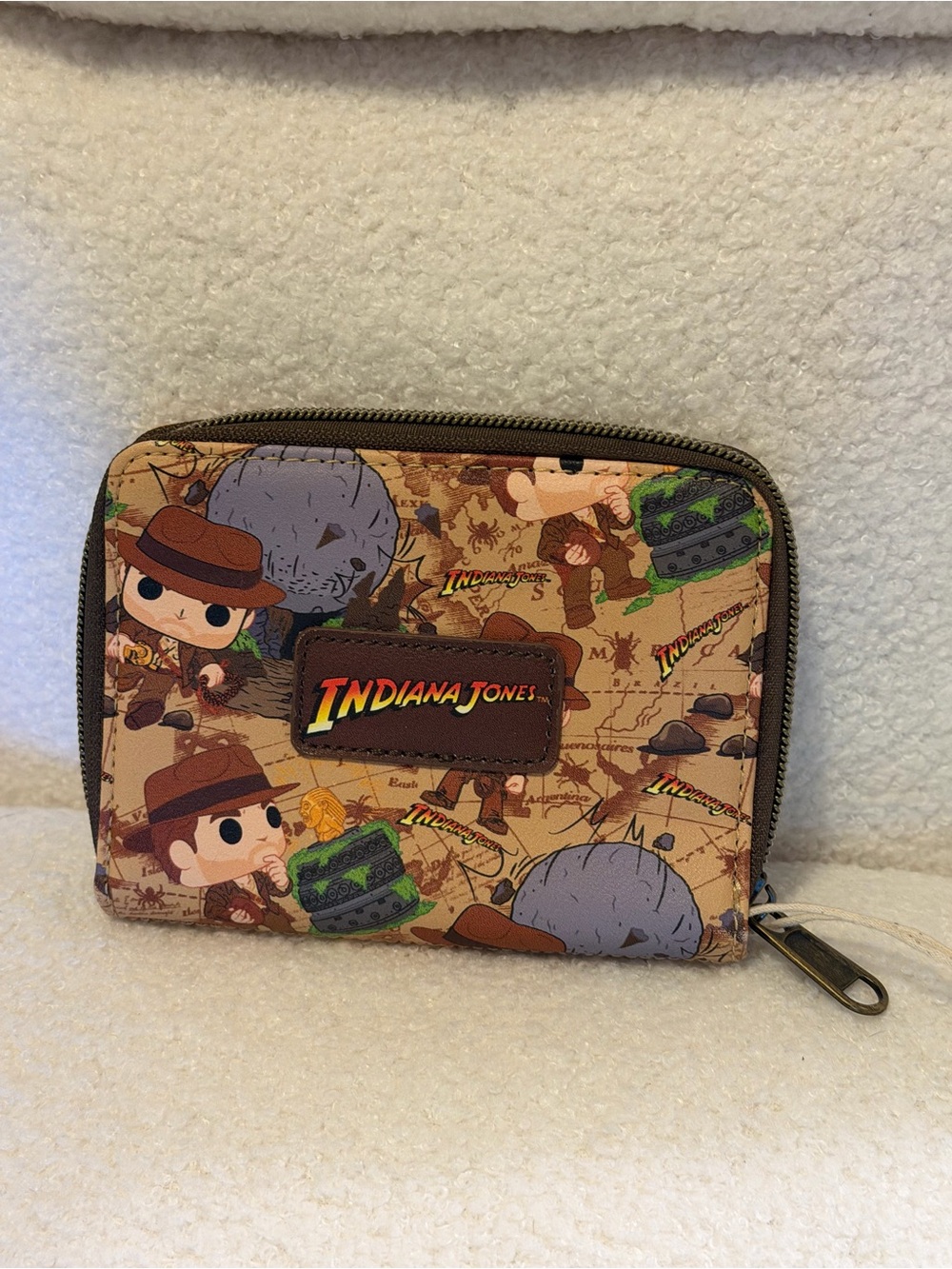 Indiana Jones Funko Pop Style Zip Around Wallet Brown Adventure Print